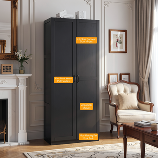 Sunvega Modern Free Standing Wardrobe Closet with 4 Large Adjustable Shelves