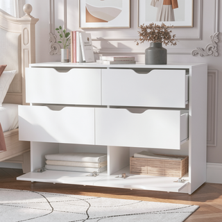 Sunvega Dillon 4 Drawer Dresser with 2 Cabinets for Clothing and Shoes Storage