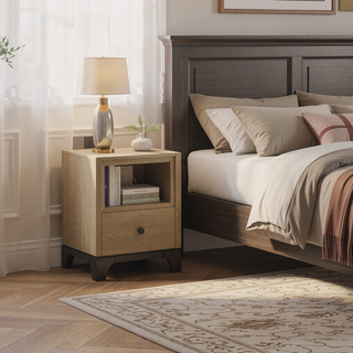 Sunvega Brown 3-Drawer Nightstand With USB Charging Outlet And Felt-Lined Top