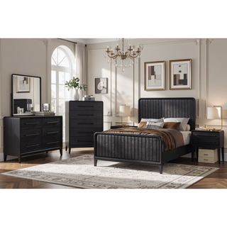 Sunvega Peppercorn Elm Veneer Nightstand with Two Smooth Drawers for Bedroom