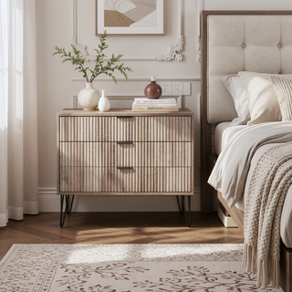 Sunvega Modern Glam Dresser with Gold Metal Handles and Splayed Legs for Bedroom