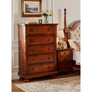 Sunvega Gray Modern Nightstand with Full Extension Drawers and Felt-Lined Top