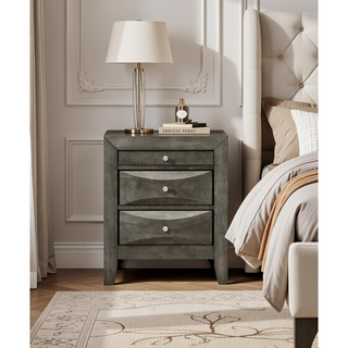 Sunvega Chic Gray Storage Nightstand with Three Spacious Drawers