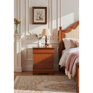 Sunvega Elegant Oak Nightstand With Classic Design and Ample Surface