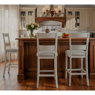 Sunvega Farmhouse Style Black Gray Two Tone Finish Square Counter Height Dining Set