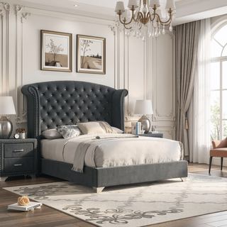 Sunvega Upholstered Dresser with Six Spacious Drawers and Nail Head Trim