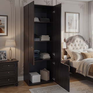 Sunvega Three-Door Freestanding Closet System with Hanging Rod and Shelves