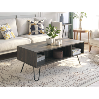 Sunvega Minnesota Charcoal Coffee Table with Extensive Top Surface and Open Shelf
