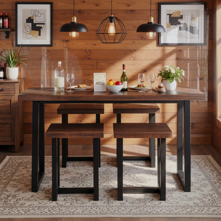 Sunvega Live Edge Bar Table with Solid Pine Legs and Cherry Tops