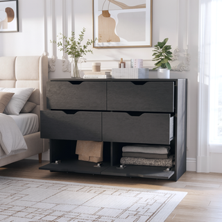 Sunvega Four Drawer Curio with Two Doors and Black Wengue Finish