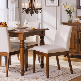 Sunvega Contemporary Upholstered Dining Chairs with Rubberwood Legs Set of 2