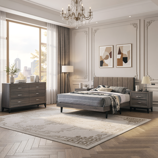Sunvega Weathered Grey 2-Drawer Nightstand with Smooth Metal Glide and Modern Flat Surface