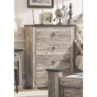 Sunvega Contemporary Rustic Gray Two-Tone Finish Nightstand with Two Drawers and Metal Knobs