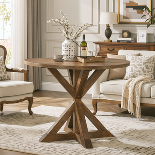 Sunvega Cross-Buck Base Cottage Oak Counter Height Dining Table for Four