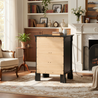 Sunvega Timeless Black Nightstand With Three Spacious Drawers For Organized Storage