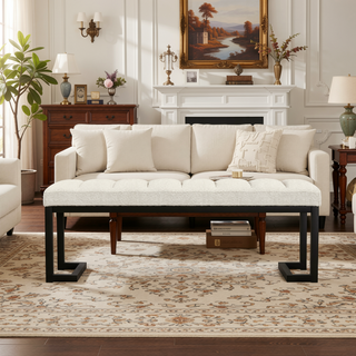 Sunvega Upholstered Tufted Accent Bench with Soft Foam Cushioning for Bedroom