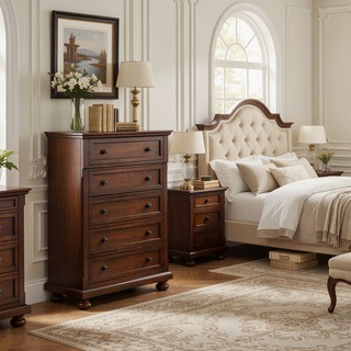 Sunvega Gray Modern Nightstand with Full Extension Drawers and Felt-Lined Top
