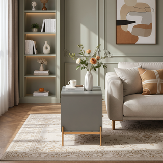 Sunvega Modern Nightstand in Off White with Two Full Extension Drawers