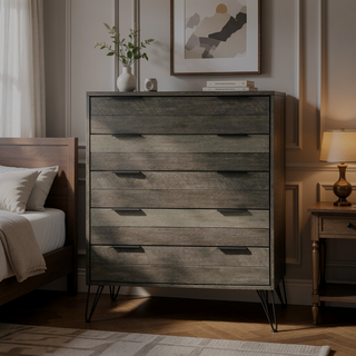 Sunvega Modern Nightstand with Three-Tone Gray Finish and Brushed Metal Legs