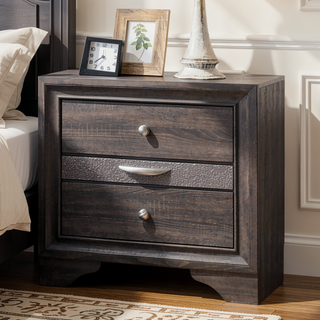Sunvega Modern Black Nightstand with Hidden Jewelry Drawer and Nickel Knob