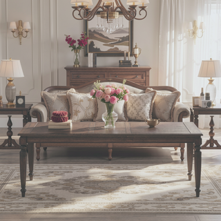 Sunvega Traditional Expandable Dining Table with Leaf in Chocolate Finish
