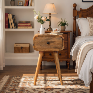 Sunvega Mini Oak-ish Nightstand with Nordic Legs and Single Drawer