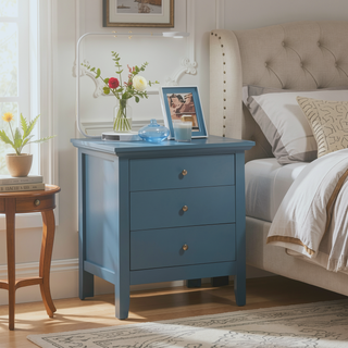 Sunvega Teal Casual Nightstand with Convenient Storage Drawer Space