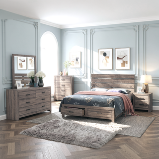 Sunvega Oak Rectangular 4-Drawer Chest with Rustic Finish and Spacious Storage