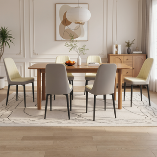 Sunvega Modern PU Leather Dining Chairs with Thick Soft Cushions and Black Metal Legs