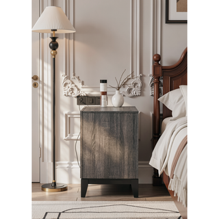 Sunvega Valdemar Brown Fabric and Weathered Gray Finish Queen Size Bed