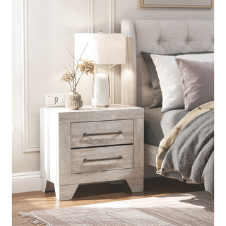 Sunvega Modern Nightstand with 2 Dovetail Drawers in Dusty Gray Oak Finish