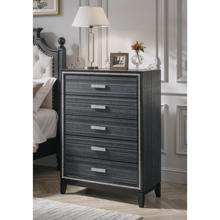 Sunvega Weathered Black Finish Nightstand with Two Spacious Storage Drawers