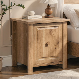 Sunvega Farmhouse Style Brown Finish Night Stand with Hidden Storage