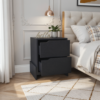 Sunvega Luss Nightstand with Two Spacious Drawers and Sleek Modern Design