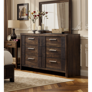 Sunvega Contemporary Brown Nightstand with Two Drawers and Rich Wood Finish