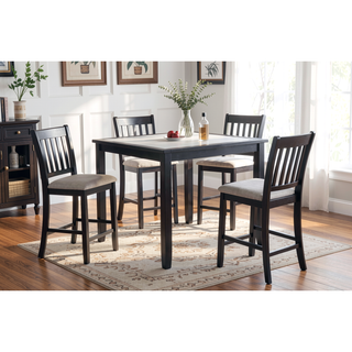Sunvega Contemporary Counter Height Dining Table Set with Upholstered Chairs and Two-Tone Finish