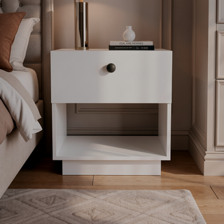 Sunvega Paris Nightstand with Drawer and Open Shelf for Bedroom Storage