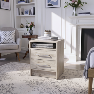 Sunvega Philadelphia Two Drawer Nightstand with Concealed Open Shelf