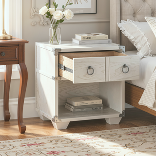 Sunvega Orchest Gray Finish Nightstand with Smooth Drawer Operation and Modern Pull-Knobs