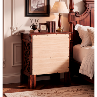 Sunvega Cherry Finish Nightstand with Two Drawers for Convenient Storage