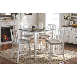 Sunvega Weathered Gray and White Oak Veneer Counter Height Dining Table Set