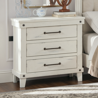 Sunvega 3 Drawer Nightstand with Birch Veneers and Burnished Brass Hardware