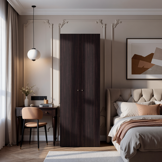 Sunvega Walnut Black Wengue Armoire with 2 Doors and 2 Shelves