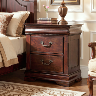 Sunvega Traditional Style Cherry Solid Wood Nightstand with Hidden Top Drawer