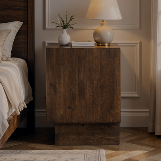 Sunvega Hemlock Warm Brown Two-Drawer Nightstand with Felt Lined Storage