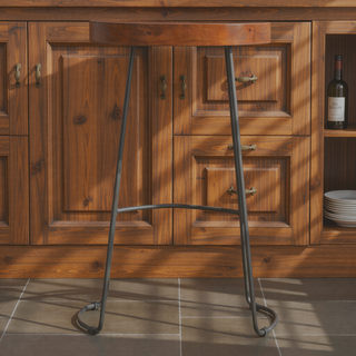 Sunvega Industrial Chunky Brown and Black Bar Stool with Contemporary Aesthetic