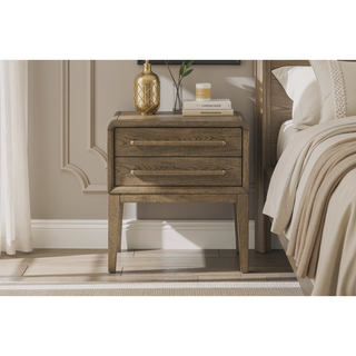 Sunvega Small Nightstand with Two Storage Drawers in Warm Latte Finish