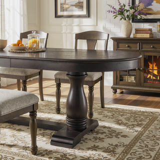 Sunvega Extendable Wooden Dining Table for 6 to 8 Persons with Curved Modern Design