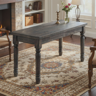 Sunvega 40inch Rustic Gray Finish Wooden Bench with Solid Rubberwood Turned Legs