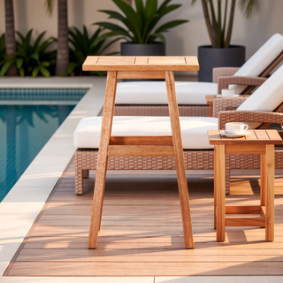 Sunvega Honey Eucalyptus Wooden Outdoor Dining Stool with Weather Resistant Finish